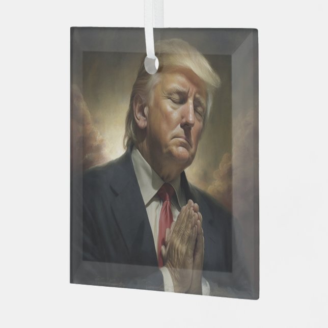 Ornement En Verre Donald Trump Prie Pour L'Amérique (Avant gauche)