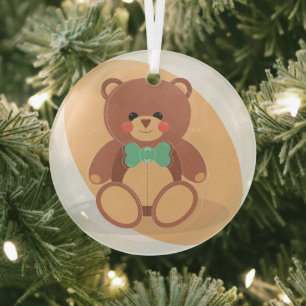 Ornement en verre d'ours en peluche mignon avec Cr