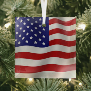 Ornement En Verre Drapeau américain