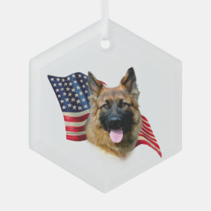 Ornement En Verre Drapeau berger allemand