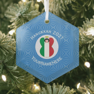 Ornement En Verre Drapeau d'ange italien pour Hanukkah