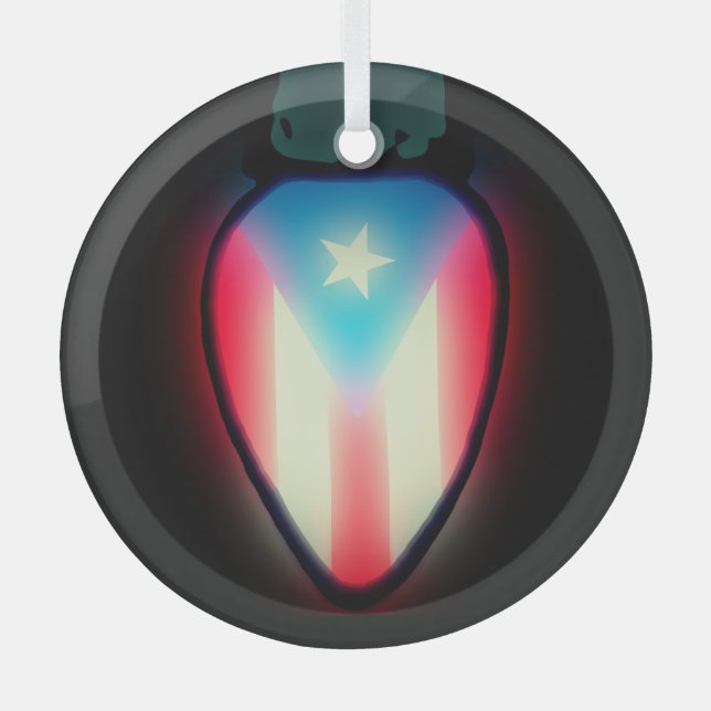 Ornement En Verre Drapeau de Noël Portoricain (Recto)