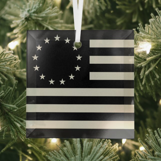 Ornement En Verre Drapeau Manga, Betsy Ross ou Drapeau Cercle Améric (Insitu)
