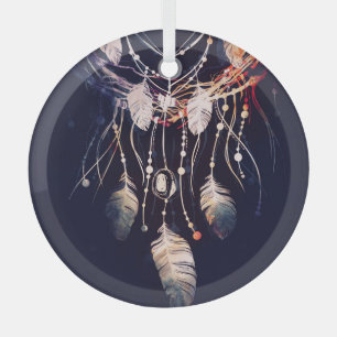 Ornement En Verre Dreamcatcher, branches, style boho, art numérique.