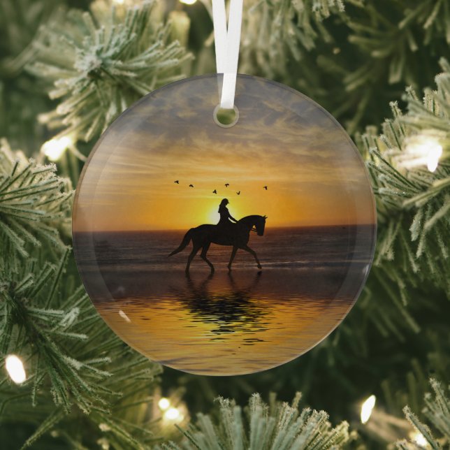 Ornement En Verre Dressage Rider sur la plage (Insitu)