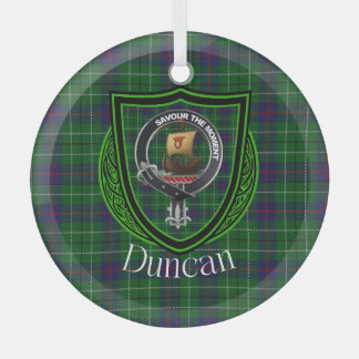 Ornement En Verre Duncan Scottish Clan Tartan & Crest