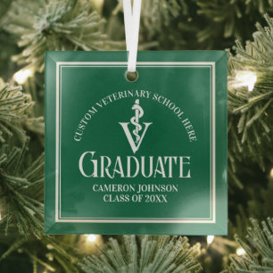 Ornement En Verre Ecole Vétérinaire Verte Noël