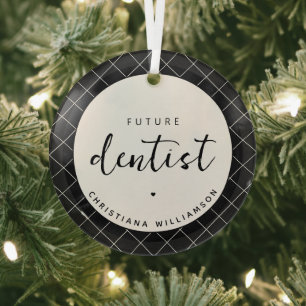 Ornement En Verre Elégant futur Dentist Check Motif personnalisé