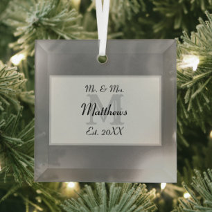 Ornement En Verre Élégant M. et Mme Monogram