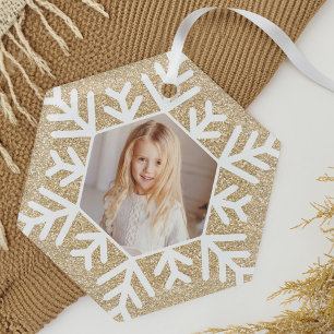 Ornement En Verre Élégant minimal Parties scintillant or Snowflake p
