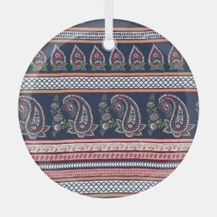 Ornement En Verre Elégante Marine Paisley : Conception des frontière