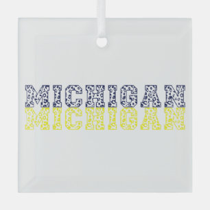 Ornement En Verre Empreinte de léopard Blue & Gold Michigan