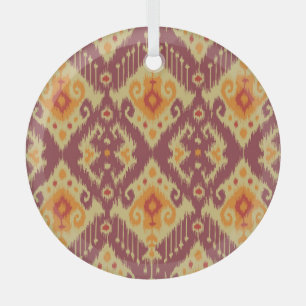 Ornement En Verre Ethnic Ikat Chevron : Arrière - plan traditionnel