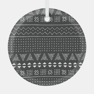 Ornement En Verre Ethnie tribale : motif noir blanc.