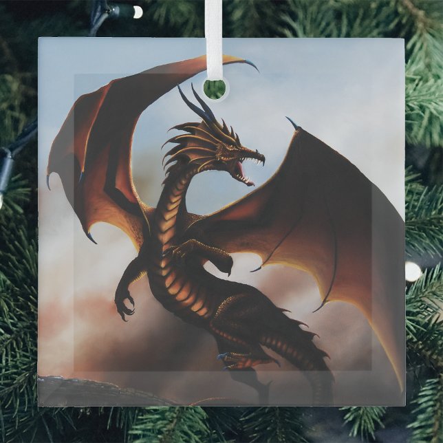 Ornement En Verre Fantaisie de dragon ambre ardent (Créateur téléchargé)