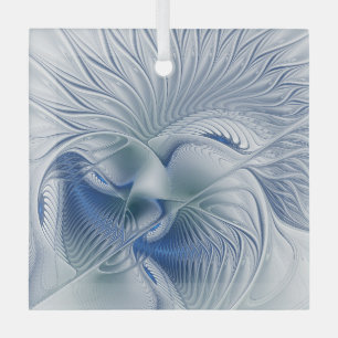 Ornement En Verre Fantaisie dynamique Abstrait Tons bleus Art fracta