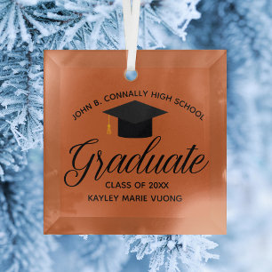 Ornement En Verre Fête de Noël Orange High School