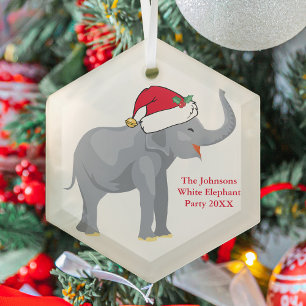 Ornement En Verre Fête des éléphants blancs pour Noël personnalisé