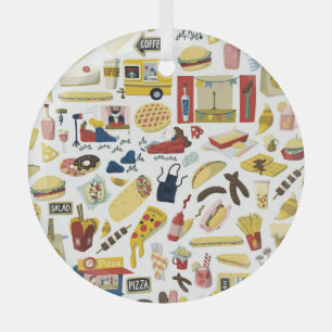 Ornement En Verre Fête du Camion alimentaire : Motif de dessin