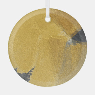 Ornement En Verre Feuille d'or, conception noire abstraite