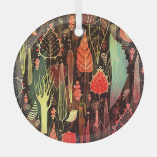 Ornement En Verre Feuilles d'automne : motif transparent foncé.