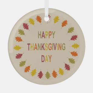 Ornement En Verre Feuilles de chêne de Thanksgiving