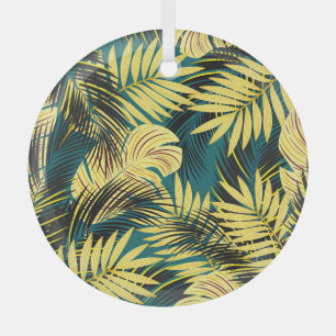 Ornement En Verre Feuilles de palmiers : Vintage foncé