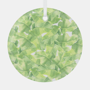 Ornement En Verre Feuilles exotiques : Aquarelle transparente
