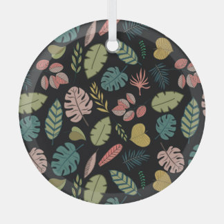 Ornement En Verre Feuilles tropicaux : Floral Vintage d'été