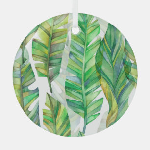 Ornement En Verre Feuilles tropicaux : Motif imperméable