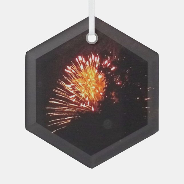 Ornement En Verre Feux d'artifice 8 hexagone en verre (Recto)