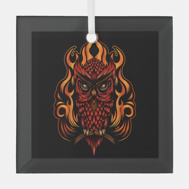 Ornement En Verre Fire owl (Recto)