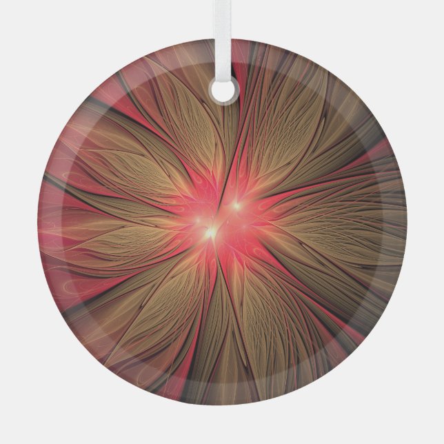 Ornement En Verre Fleur fractale de fansy rouge (Recto)