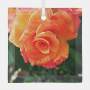 Ornement En Verre Fleur rose orange