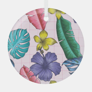 Ornement En Verre Fleur tropicale : motif feuille sans soudure