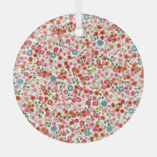 Ornement En Verre Fleurs à petite échelle, style calico sans couture
