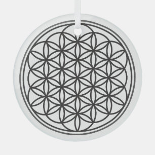 Ornement En Verre FLEURS DE VIE - Symbole de géométrie sacrée plan 1