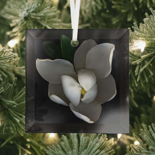 Ornement En Verre Fleurs | Fleur de Magnolia blanc unique (Insitu)