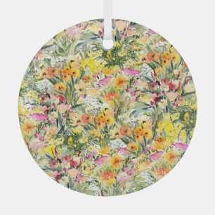 Ornement En Verre Fleurs Minuscules Champ : Aquarelle Lumineuse.