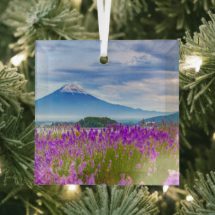 Ornement En Verre Fleurs   Mont Fugi Japon