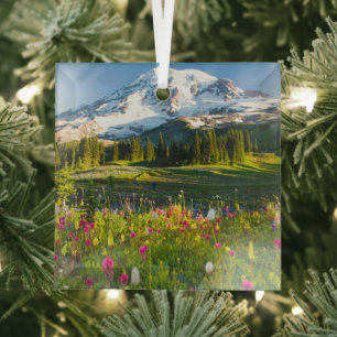 Ornement En Verre Fleurs   Mt. Rainier Fleurs sauvages