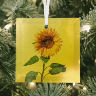 Ornement En Verre Fleurs   Tournesol jaune