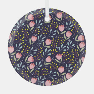 Ornement En Verre Flore mignonne : Fleurs colorées Motif.