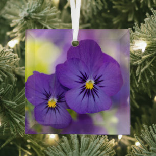Ornement En Verre Flowers (homonymie)   Purple Pansies