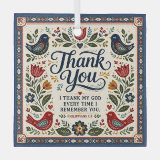 Ornement en verre Folk Art Merci