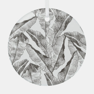 Ornement En Verre Forêt blanche noire : Motif Plante tropical