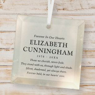 Ornement En Verre Forever In Our Hearts Memorial Modern Simple Citat