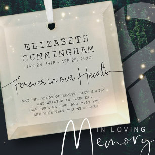 Ornement En Verre Forever In Our Hearts Memorial Simple Citation Mod