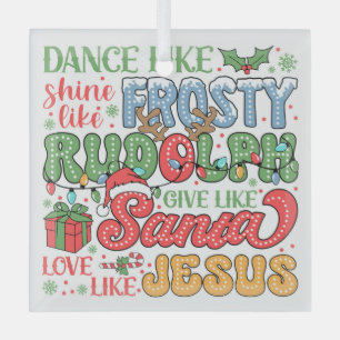 Ornement En Verre Frosty, Rudolph, Père Noël et Jésus