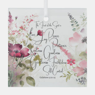 Ornement En Verre Fruit de l'Esprit floral rose